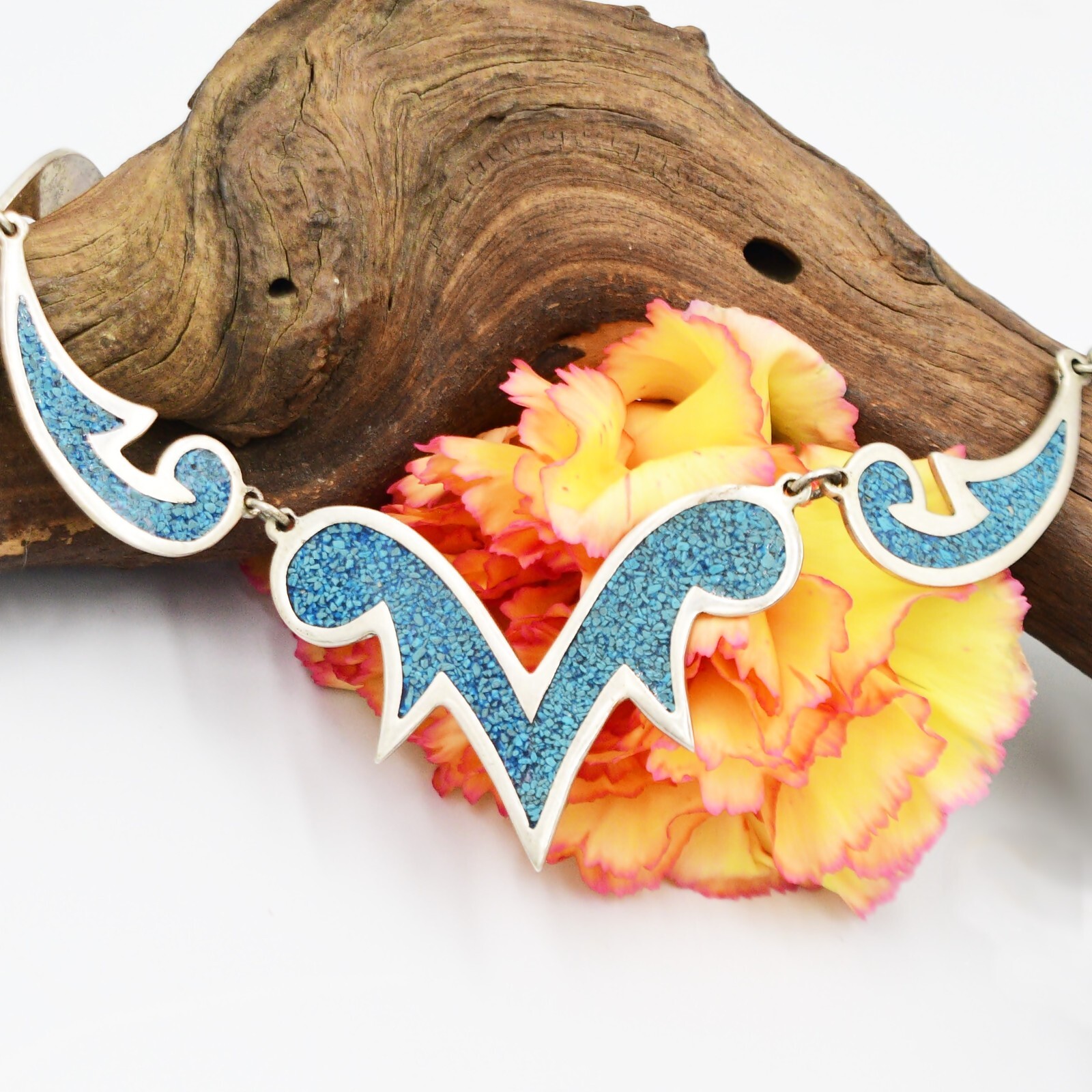 Sterling Silver 925 Estate Pawn Type Inlaid Turquoise… Gem