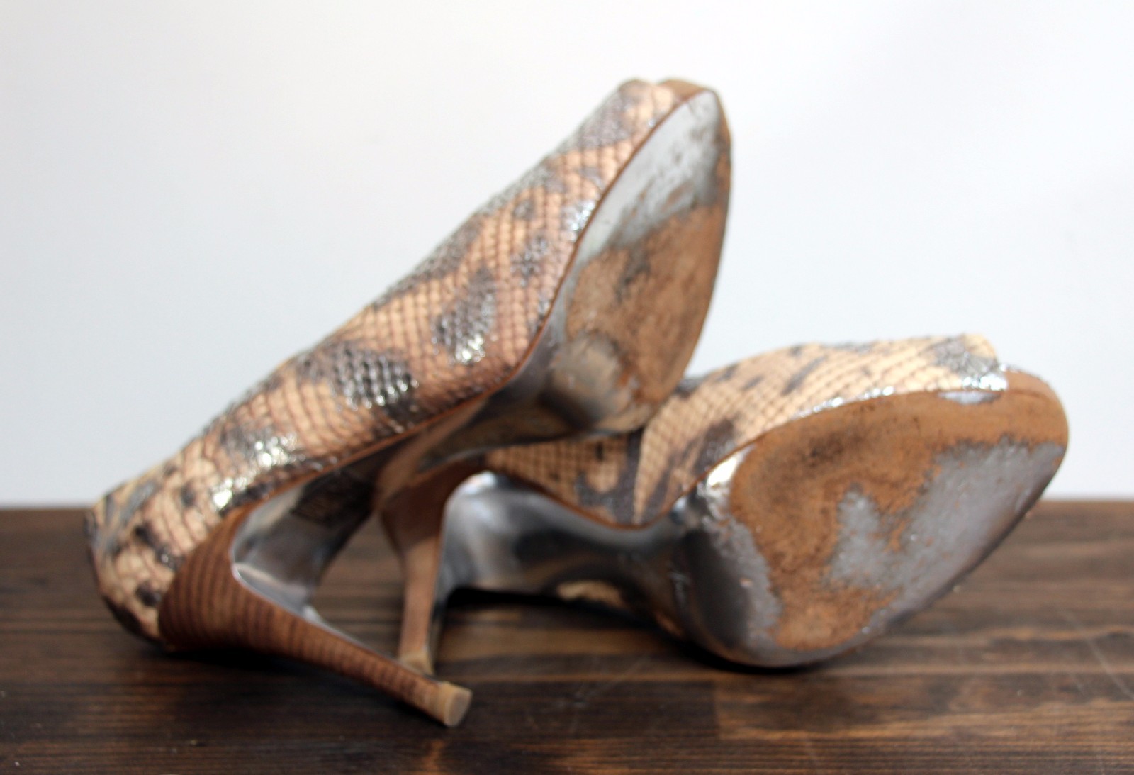 MARCIANO SILVER PYTHON SNAKE GENUINE LEATHER PEEP… - image 10