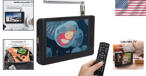 ATSC HD Mini TV - 5 Inch Rechargeable TV with USB Support & Remote Control - Picture 2 of 11