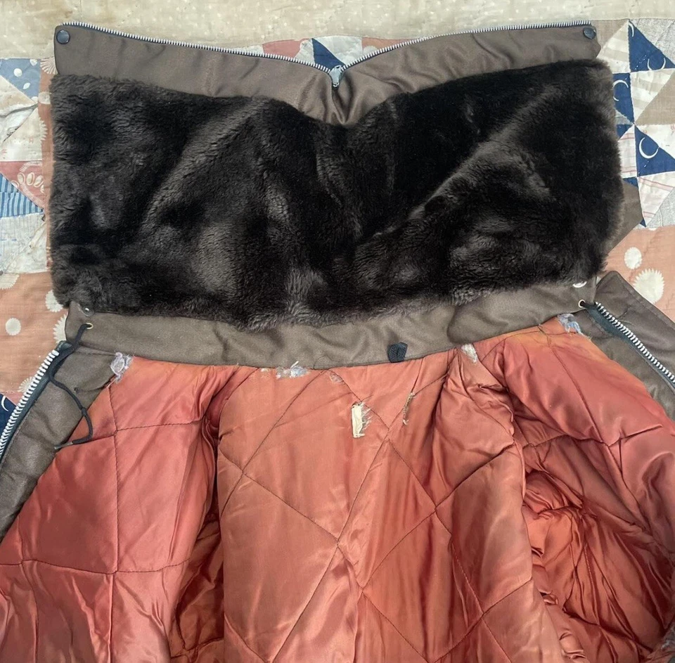 Chaqueta Militar Civil Parka Vintage B-9 Años 50 Cremallera Capucha Verde Chaqueta Abrigo Foto 3 de 4