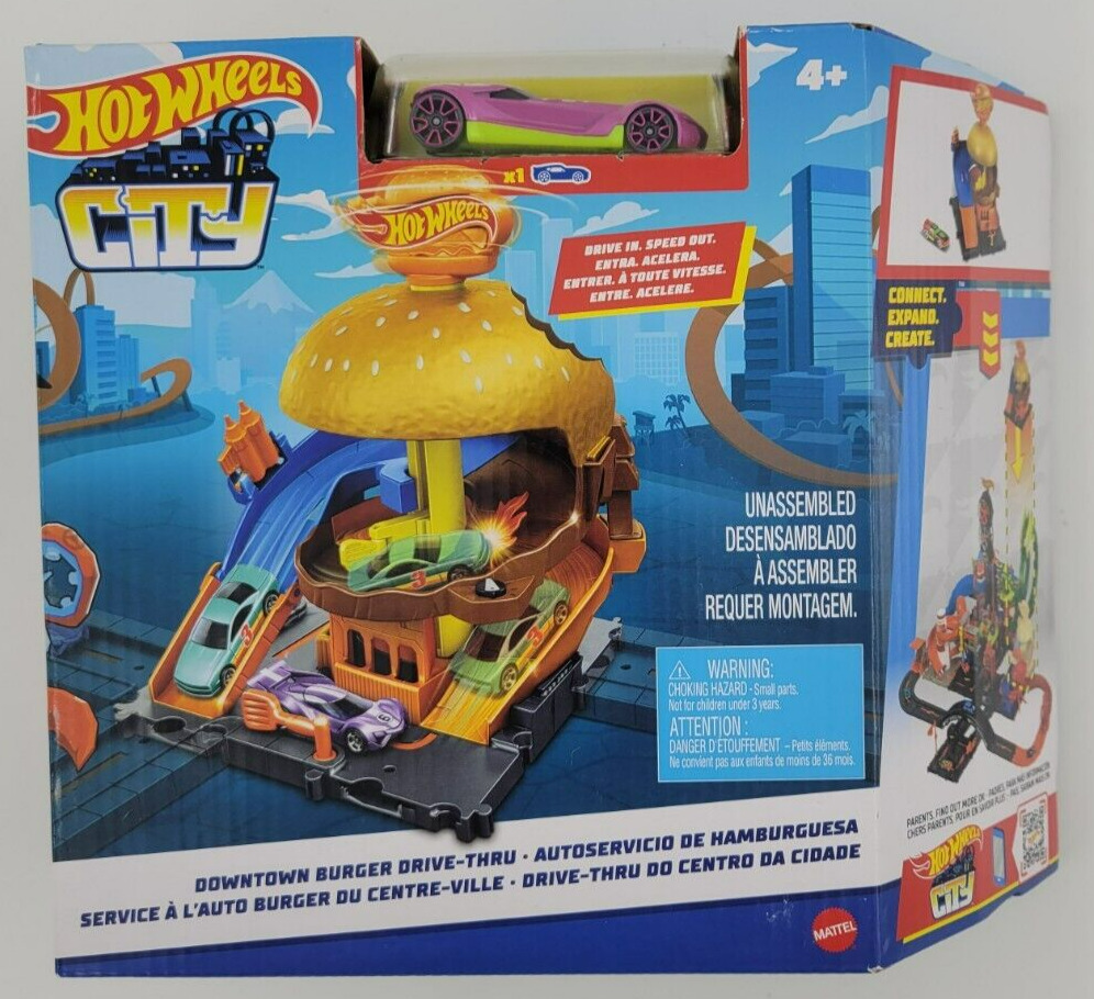 Pista Hot-Wheels City Drive Thru Do Hamburguer Mattel Hdr26 na