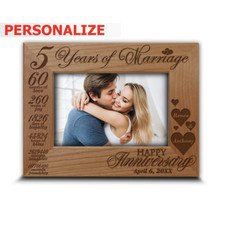 Traditional Wood Gift for 5th Anniversary-5 years of Marriage- Engraved Wood