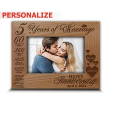Traditional Wood Gift for 5th Anniversary-5 years of Marriage- Engraved Wood