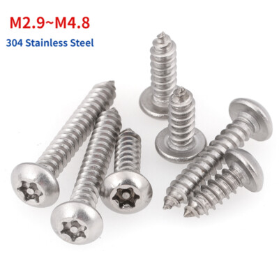 TORX BUTTON HEAD SELF TAPPING SECURITY WOOD SCREWS M2.9~M4.8 STAINLESS STEEL