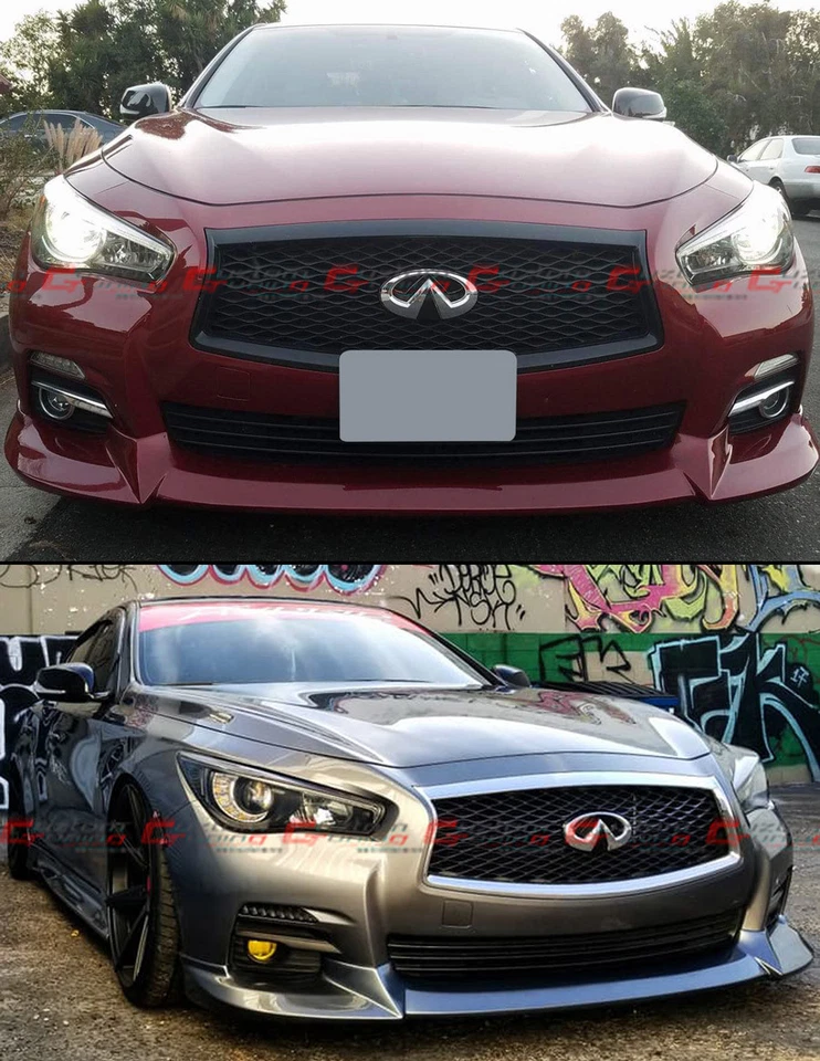 FOR 2014-17 INFINITI Q50 BASE PREMIUM JDM NIS STYLE FRONT BUMPER LIP-UNPAINTED  - Image 3 of 4