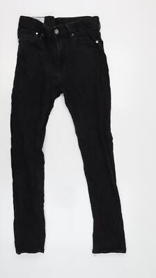Slim & Denim Herren Schwarz Baumwollmischung Tapered Jeans Größe 29 in L28 in Regular Zip