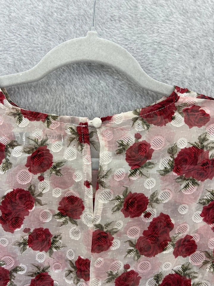 Nasty Gal 女式换档长裙玫瑰花卉圆领透明分层尺寸 6 — 第 4/4 张图片