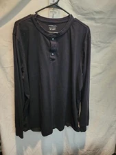 Croft & Barrow Men's Long Sleeve Henley 3 Button Pullover T Shirt Crew Neck XL