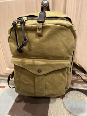 🔥 FILSON USA Journeyman Backpack Bag Tan Leather Pulls Laptop