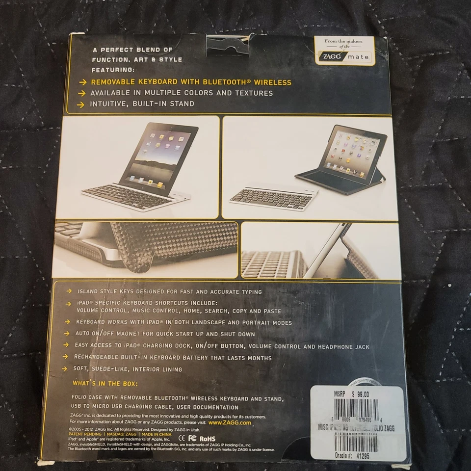 Zagg ZAGGfolio Case With Bluetooth Keyboard For Apple Ipad 2 - Image 4 of 4