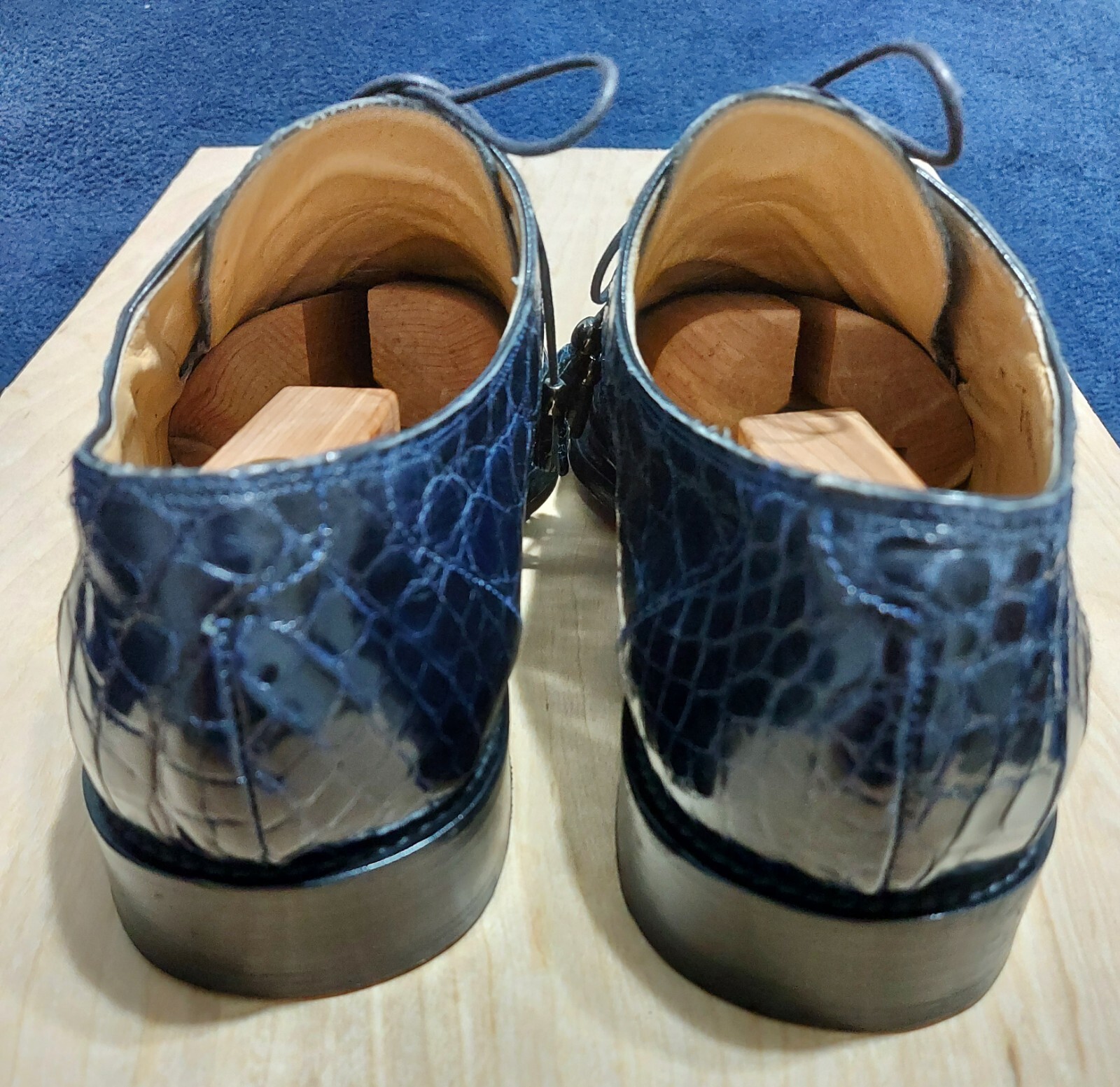 MAURI MEN'S NAVY BLUE ALLIGATOR SHOES SIZE 10M Gem