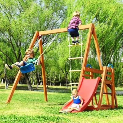 wooden swing best outdoor swing set