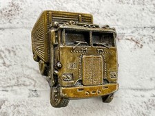 Vintage Truck Belt Buckle Trucker 18 Wheeler Gold Tone Metal 70s 80s Hippie