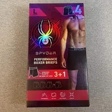 SPYDER Performance Boxer Briefs Mens Large L 36-38 Multicolor 4-Pack NEW