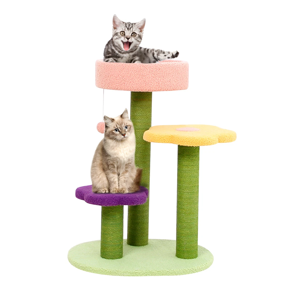 Flower Cat Tree Sisal Covered Scratching Post Climbing Scratcher