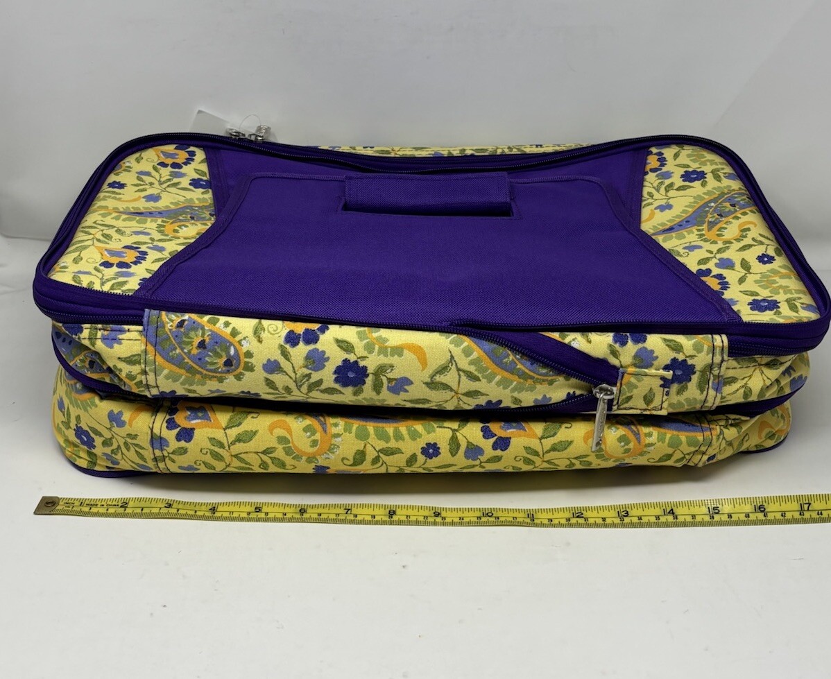 Casserole Carrier Oak & Olive Perfect Picnic 2 zippered areas NEW Purple yellow