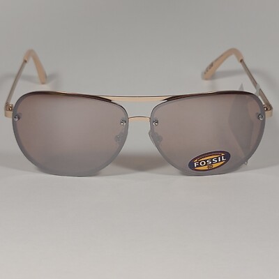 Fossil FW157 Rimless Pilot Aviator Sunglasses‎ Gold Frame Brown Flash Lens New Fossil FW157 Rimless Pilot Sunglasses Gold Frame / Brown  main image 4