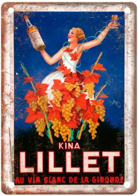 Au vin blanc de Vintage Liquor Poster Retro Look Reproduction Metal Sign E1269