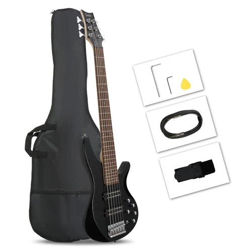GIB 6-String Open Double Double Pickup Yellow Acid Fingerboard IB Bass Black