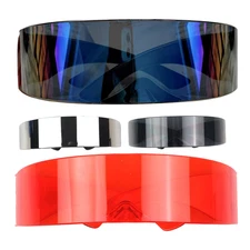 Futuristic Narrow Punk Sunglasses Flat Mirror Lens Monolens Cyclops Robotic