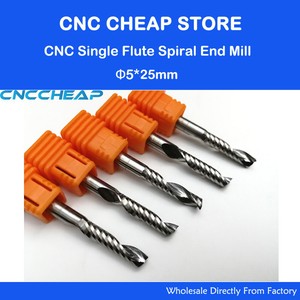 Carburo De Brocas Sola Flauta Espiral 5 Un Cnc Router Bits Acrilico Pvc 5mm X 25mm Ebay