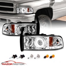 Chrome Led Halo Marker Projector Headlights 94-01 Fit Dodge Ram 1500 2500 3500