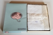 New Vtg Baby Blanket by Quiltex Bulky Crochet Knit Satin Edge Made in USA