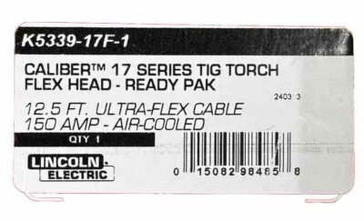 Lincoln Electric K5339-17F-1  Caliber 17 Series TIG Torch R.P. 12.5 Ft (3.81 M)