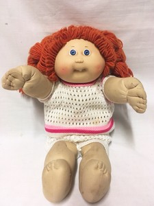Vtg 1985 Cabbage Patch Kids Doll Orange Hair Blue Eyes Dimples