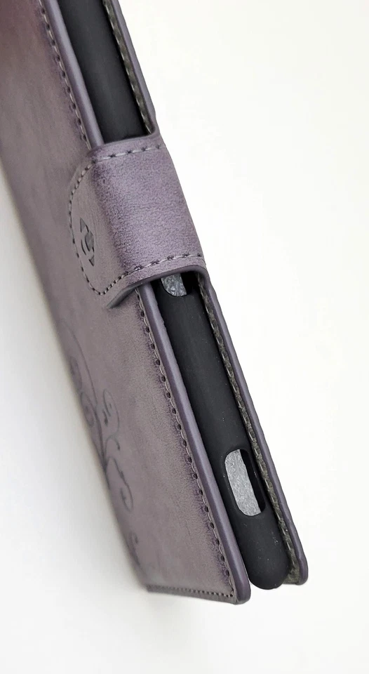 Чехол-бумажник Sony Xperia Z3 для сотового телефона складная подставка фиолетовые лавандовые завитки - Изображение 4 из 4