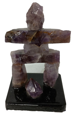 Vintage Amethyst Inukshuk Inuit Stoneman Figurine Stone Bay Ontario Friendship