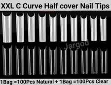 100/500Pcs XXL C Curve Half Cover French Artificial False Nail Tips -Jargod
