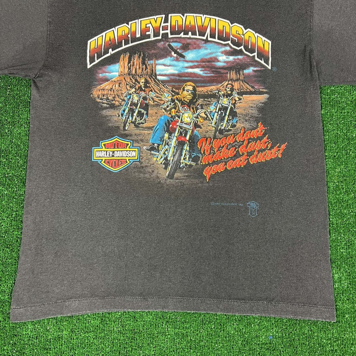Vintage 80s Harley Davidson Make Dust Eat Dust T Shirt Mens Large