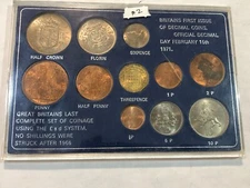 UK / Great BRITAIN 11pc 'Last Pound Coinage' & 'First Decimal coins' in lens. #2