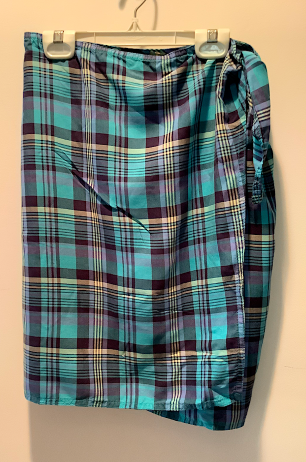 FILA Embassy Row Minigonna estiva divertente in seta blu a quadri taglia 12