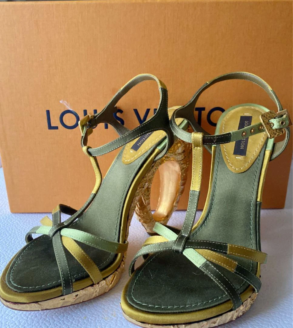 Louis Vuitton Multicolor Patent Leather Platform T Strap Sandals