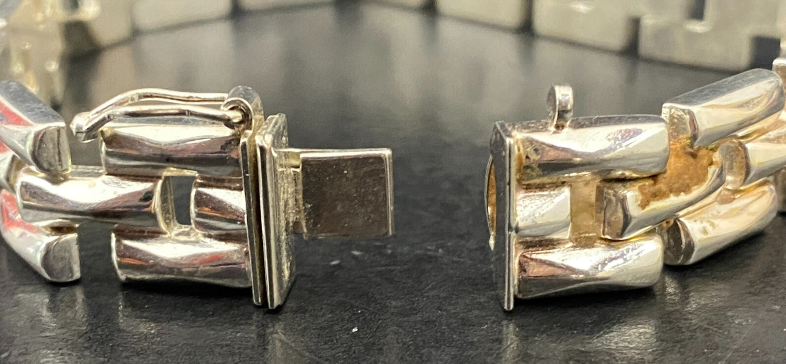 Two Sterling Silver Link Style Bracelets, One Squ… - image 2