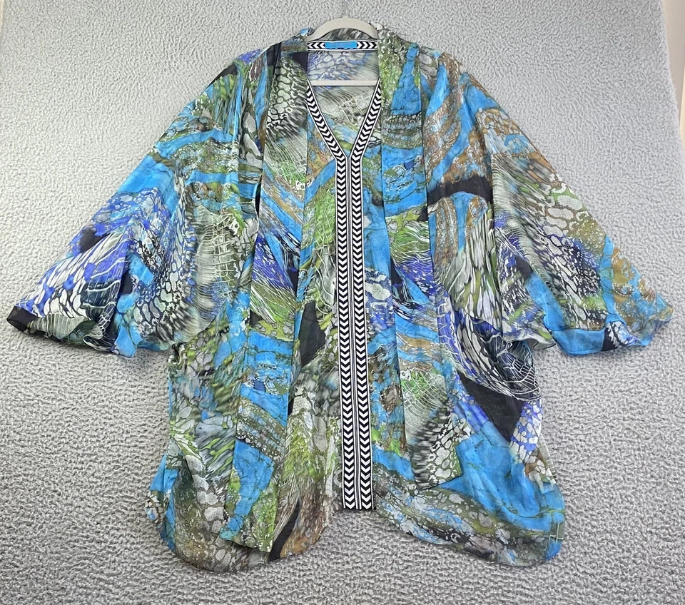 Kimono de seda Matthew Williamson Escape acuarela ropa artística después de nadar ropa de resort Foto 3 de 4