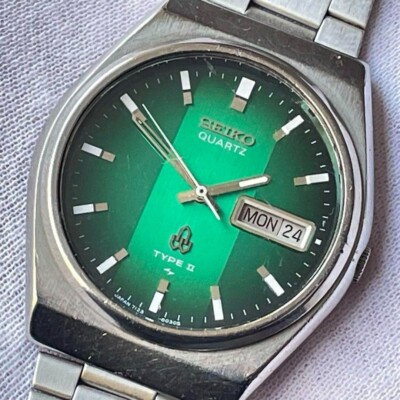 Vintage] SEIKO Type II Emerald Green Sunburst Dial Japan Quartz