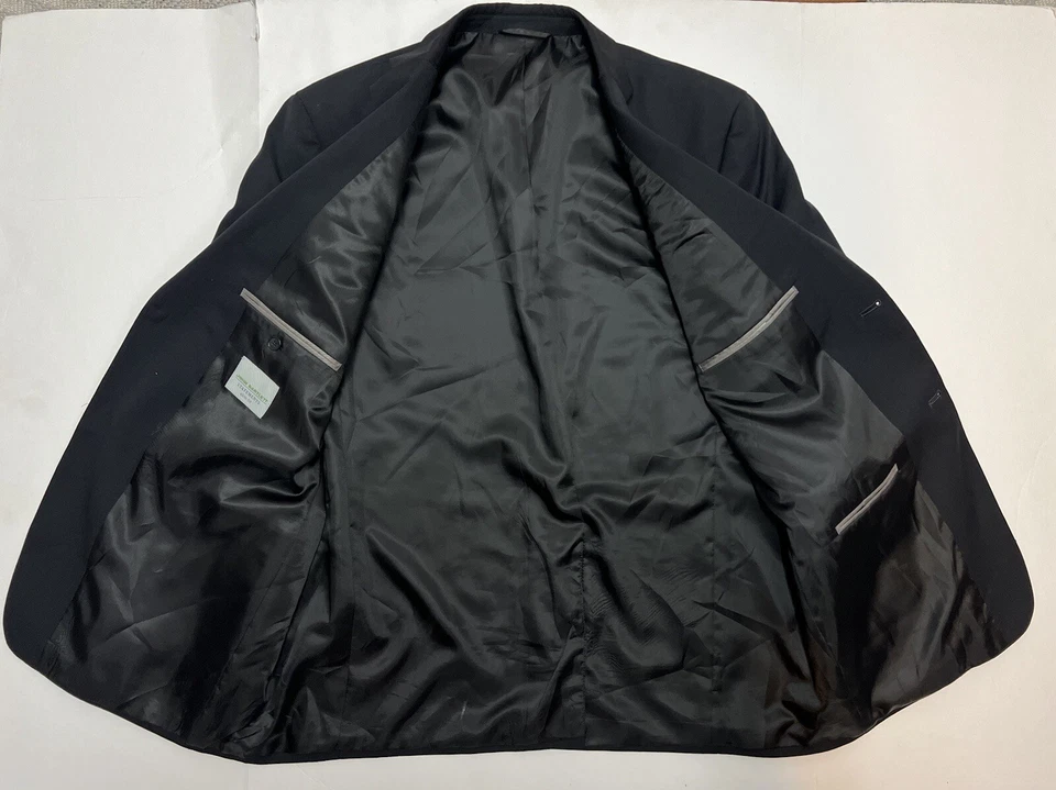 Men's John Bartlett Statements Slim Fit Black Wool Blend 46R Blazer Jacket Coat - Image 4 of 4