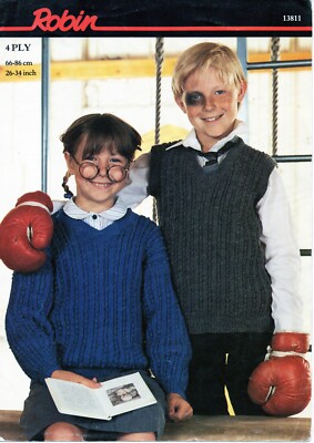 ~ Robin Strickmuster für Kinder strukturierter V-Ausschnitt Pullover & Tanktop ~