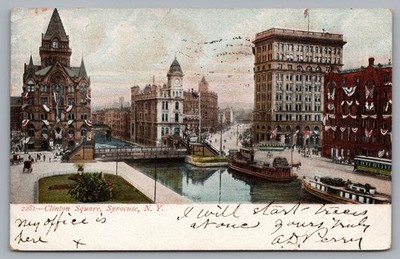 Clinton Square Syracuse NY UDB 1906 Canal Vintage Postcard TS-264