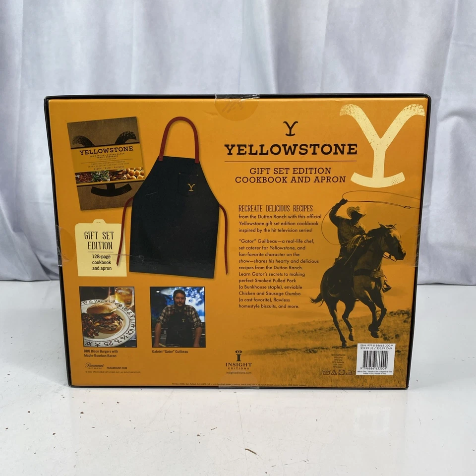 NEW Yellowstone Gift Set Dutton Cookbook & Apron Recipes by "Gator" Guilbeau Foto 2 de 4