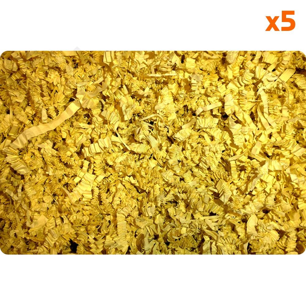 Frisure papier jaune plissé en zigzag pour calage de colis - Lot de 5 paquets de 100g