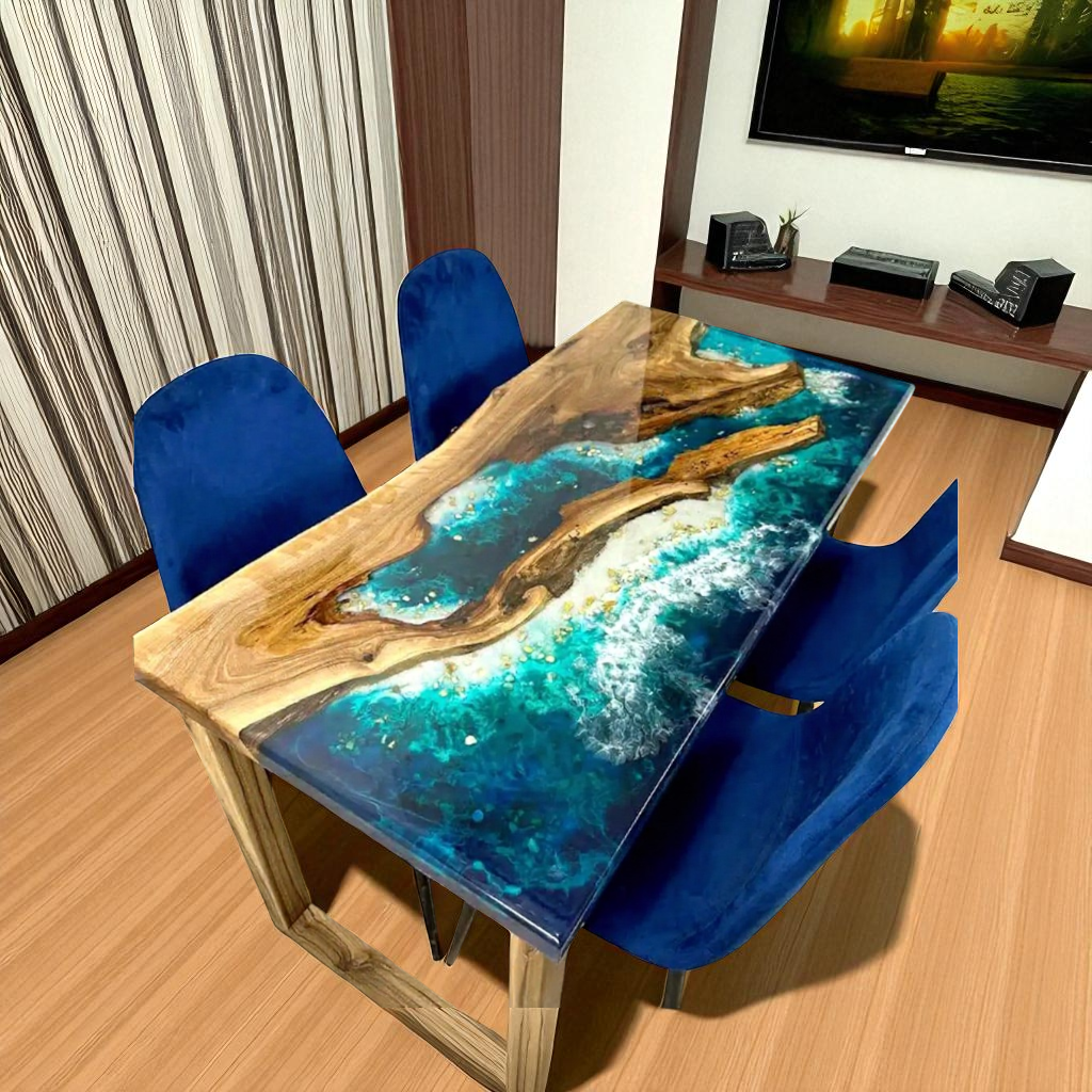 Live Edge Epoxy Wood Slab Table for Modern Home Decor