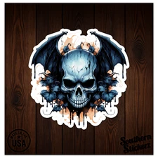Skull Bat Wings - Vinyl Decal Sticker - Car Window Laptop - ebn11137