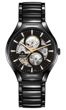 RADO  True Round R27107172  Black  Automatic Open Heart  Men's Watch New in Box