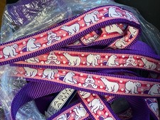 Dog Leash 6 Feet Long, 1 Inch Thick Pink/Purple Polar Bears In Snow