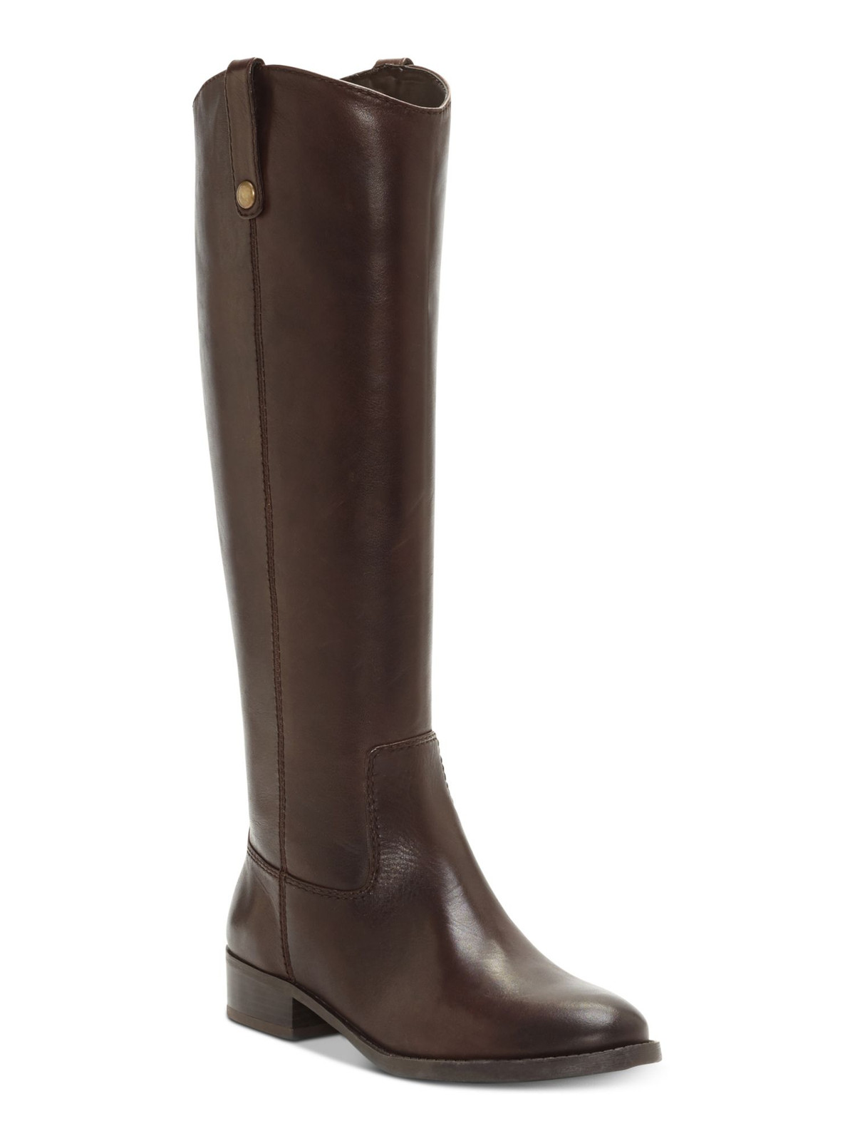INC Women's Brown V Elastic Fawne Leather Riding Boots Block Heel Size 7 M