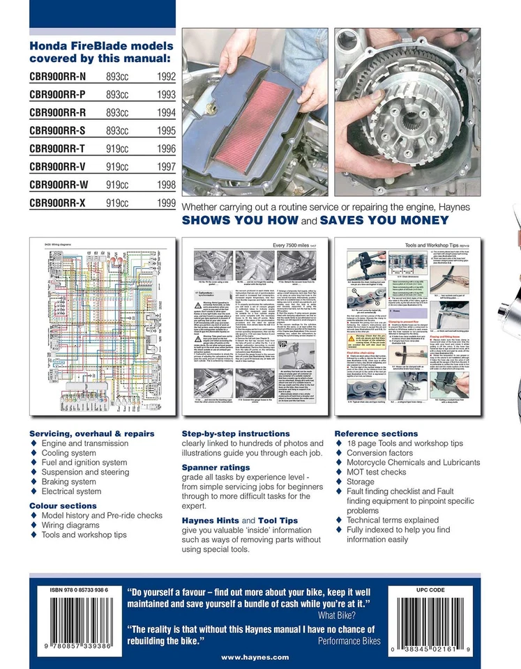 Honda CBR900RR FireBlade (1992-1999) Haynes Repair Manual - Image 2 of 4